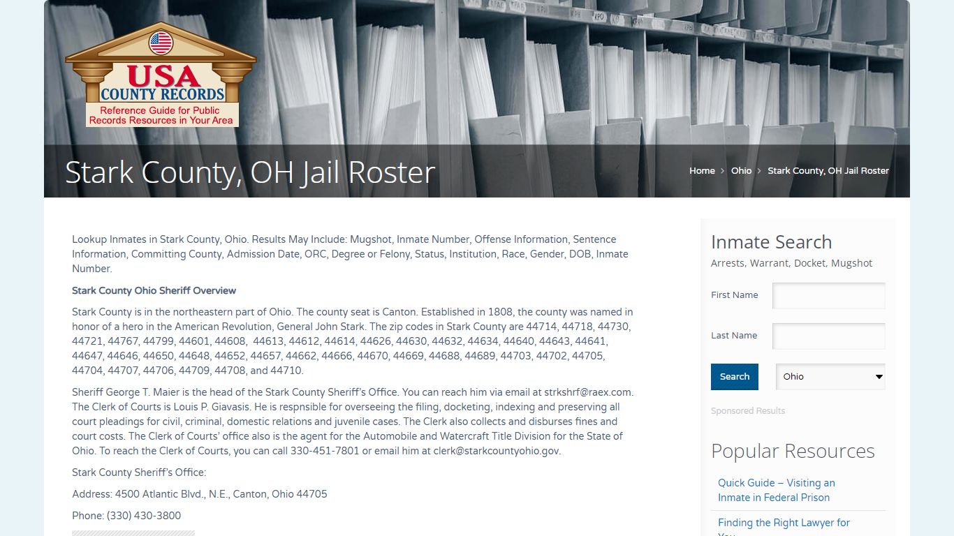 Stark County, OH Jail Roster | Name Search